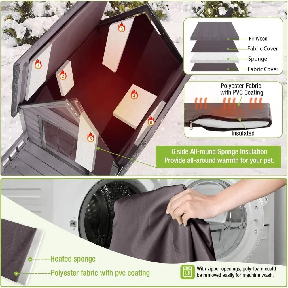 

Outdoor Dog House 100% Insulated Dog Kennel with Liner for Winter, Thick Material - insulated liner, metal frame, Waterproof