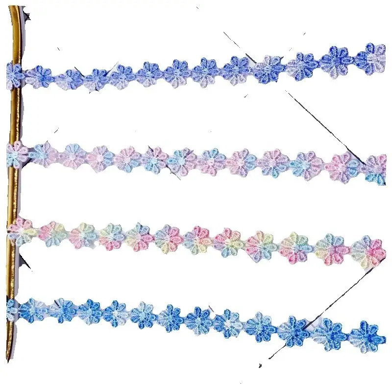 Colourful Thread Embroidery Rainbow Horse Chestnut Ribbon Fabric lace DIY  Necklace Handmade Jewelry Lolita Clothing Sewing Lace