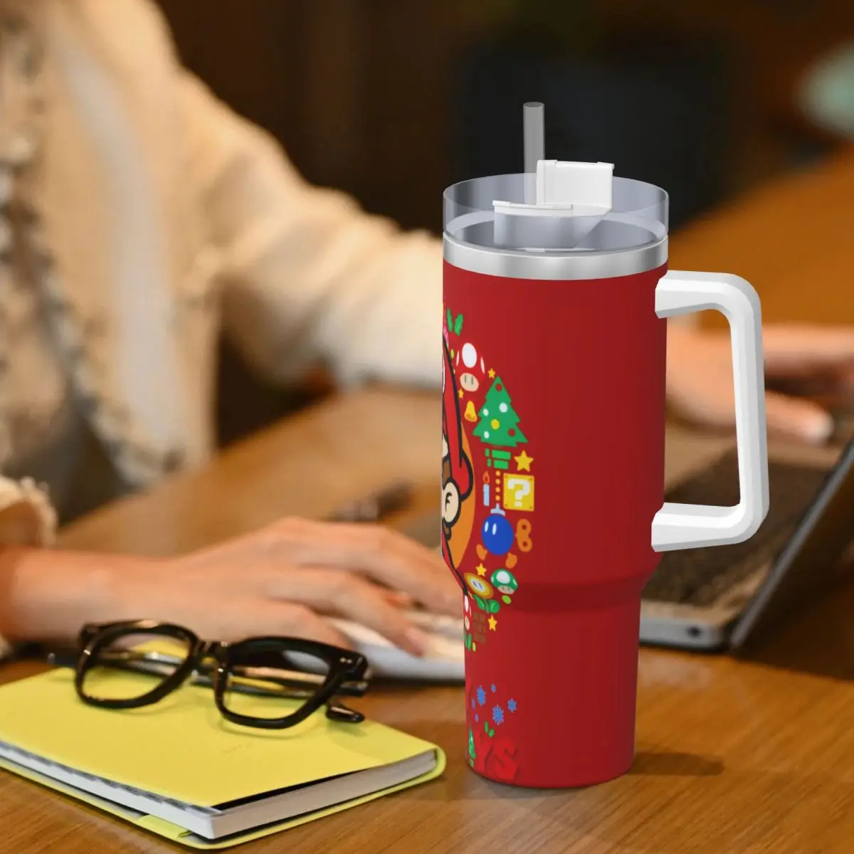 Gobelet en acier inoxydable Super Mario, tasse à café de Noël, tasses froides et chaudes portables, tasse de conduite, bouteille d'eau personnalisée