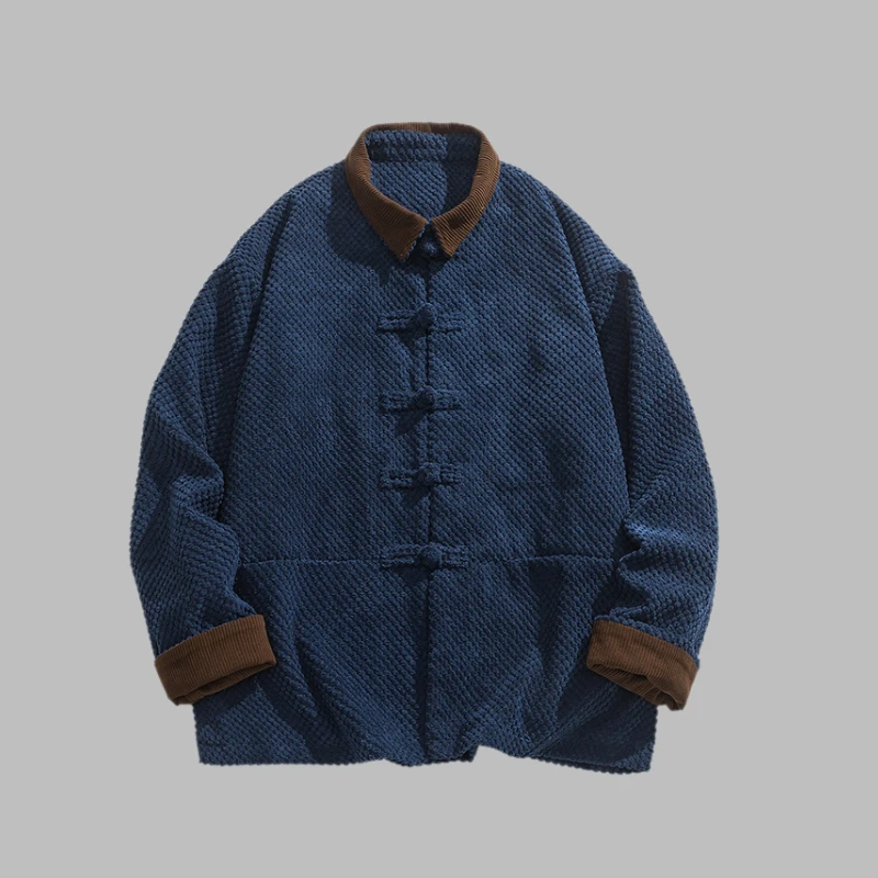 

Loose Fit Corduroy Jaet with Button Detailing Youthful Turn-down Collar Outerwear for Men Autumn Winter New Arrival