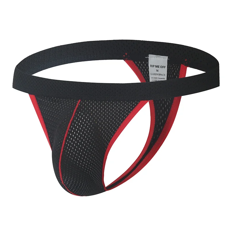 الرجال مثير شبكة تنفس سلسلة سيور منخفضة الخصر T-الظهر سراويل لينة ملابس داخلية مريحة الملابس الداخلية #3