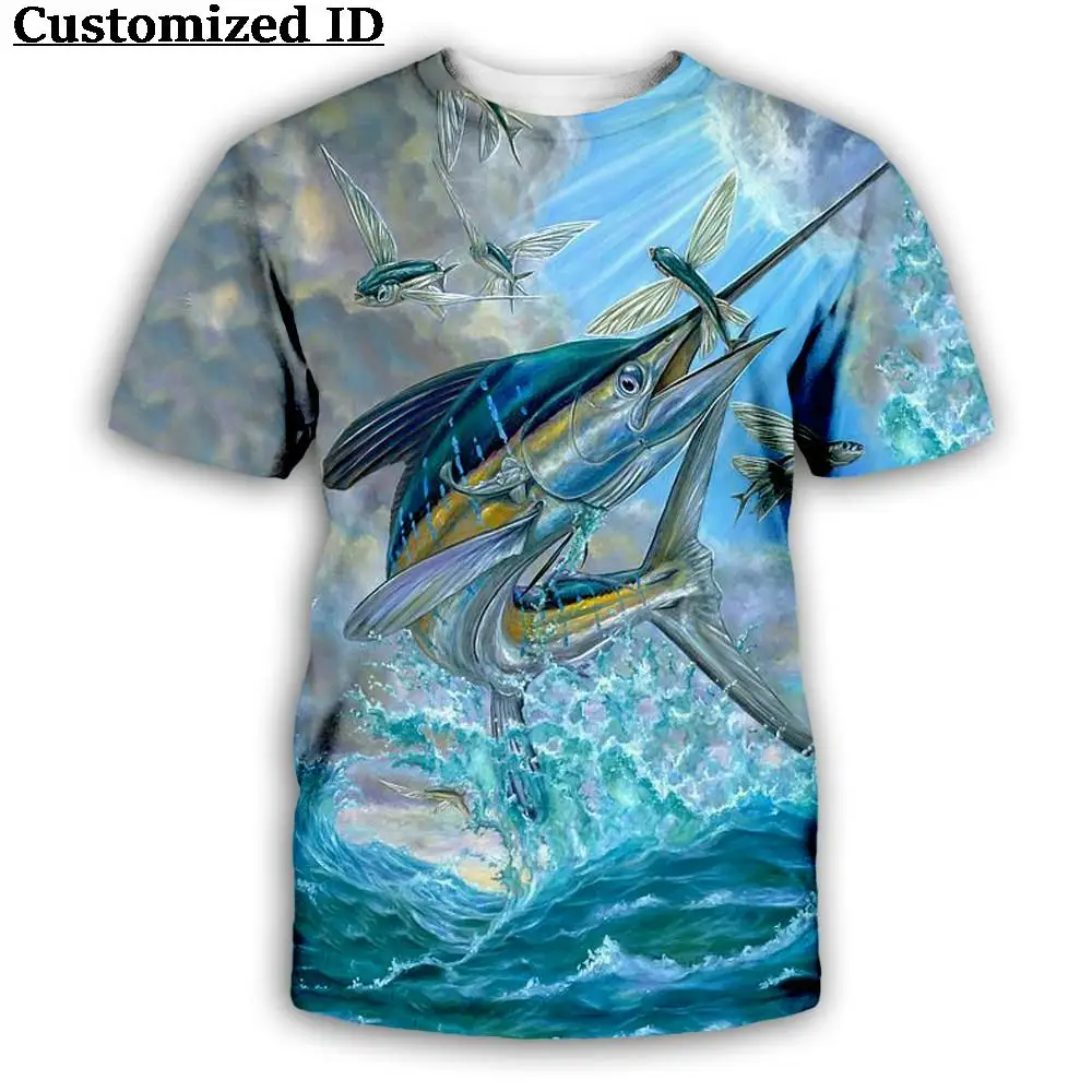 3D Fishing Printed T-shirt Men\'s Round Neck Quick Dry Top Summer New Outdoor Sports Breathable Short Sleeve Men\'s Clothing