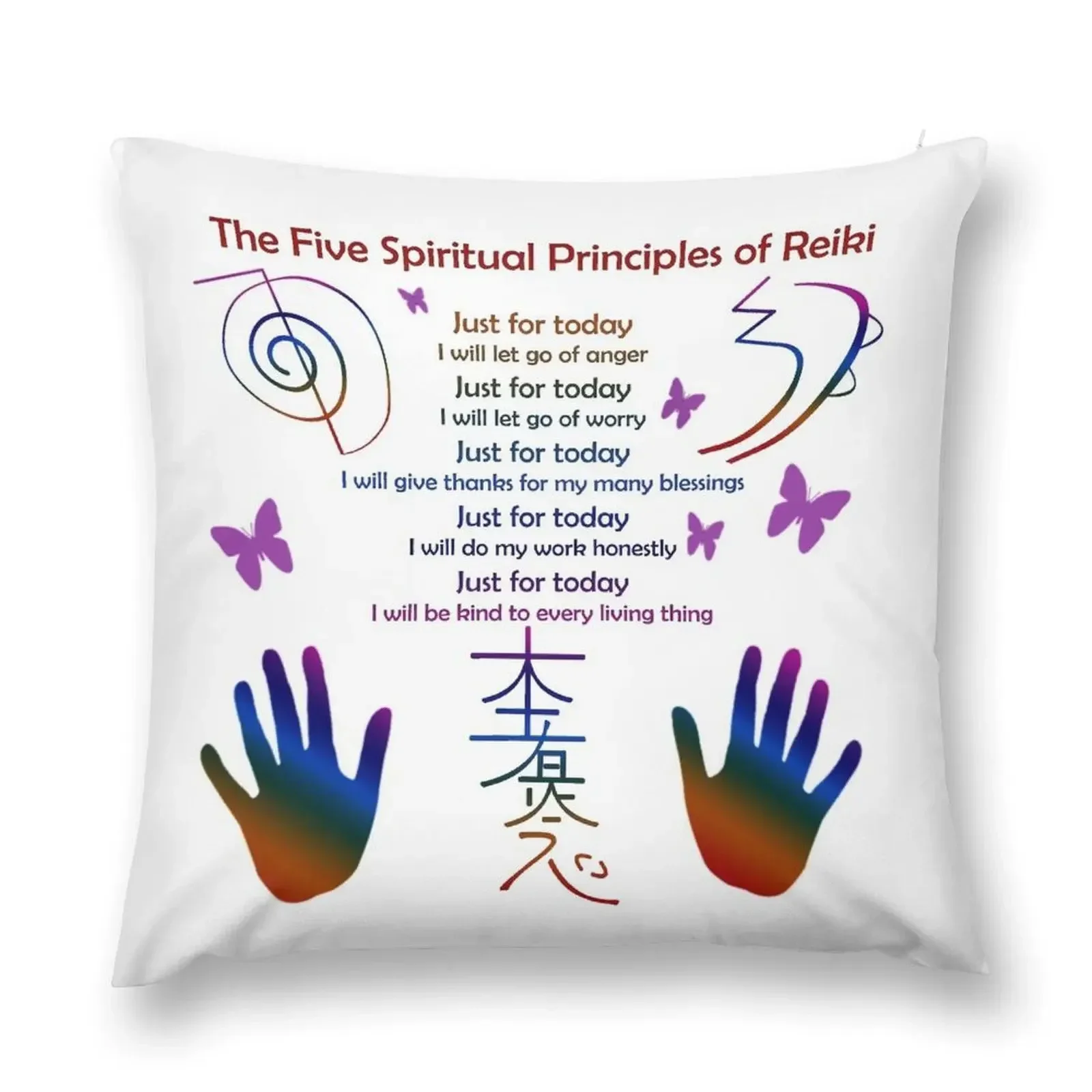 The 5 Principles of Reiki Throw Pillow Anime christmas ornaments 2025 pillow