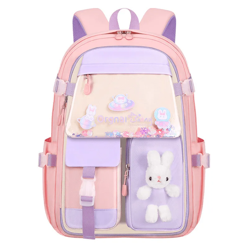 Mochilas escolares para niñas, mochila escolar impermeable con múltiples opciones de tamaño, protección para la espalda, bolsa ligera para niños