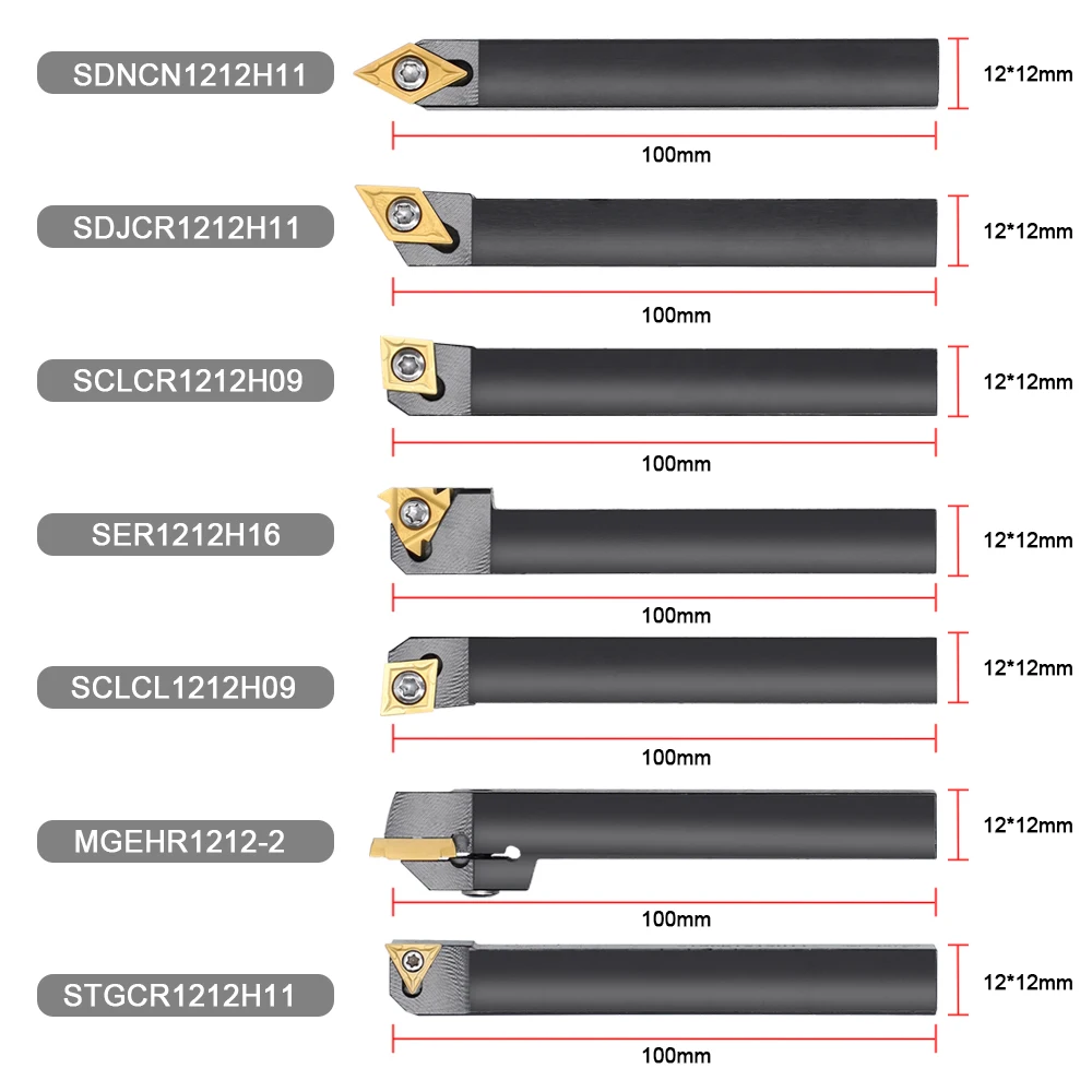 21PCS  Shank Lathe Turning Tool Lathe Machine Solid Carbide Inserts Holder Boring Bar with Wrenches for Lathe Turning Tools