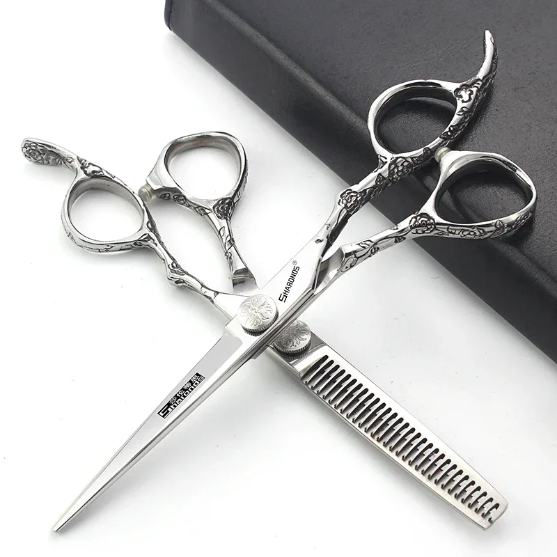 

Pet shop beautician exclusive 6-inch scissors for grooming dogs, cats, professional hair cutting and shaving tool set.