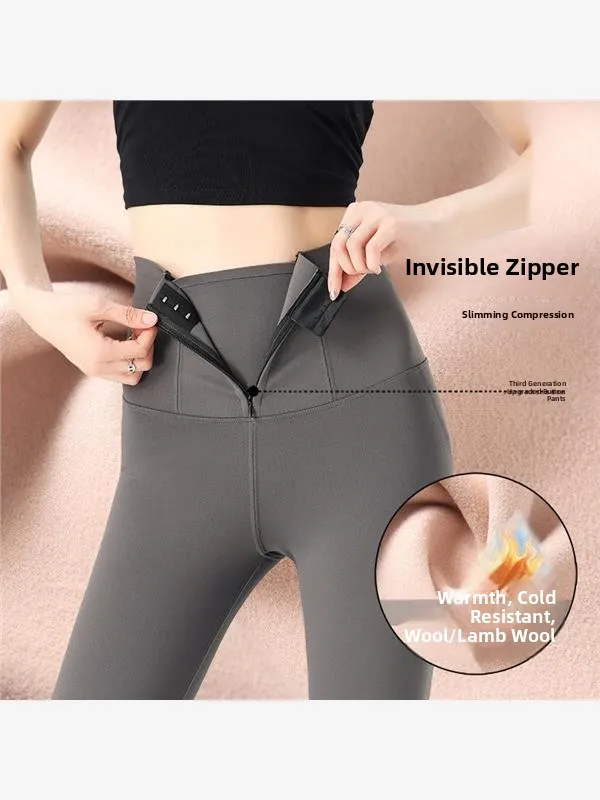 سراويل يوجا مبطنة بسحاب للنساء، سراويل يوجا مبطنة من Fce، سراويل ضيقة لرفع المؤخرة، ملابس ربيع الخريف