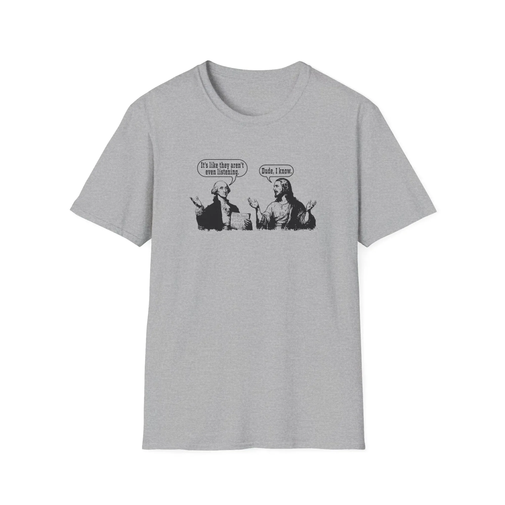 Jesus and George Washington Funny Political Christian T-shirts  Y2K Loose Street Letter Print Short Sleeve Casual Tee O-neck Top