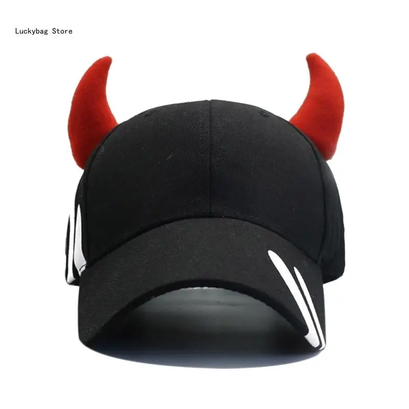 

Horned Baseball Hat for Boy Girl Street Hiphop Hat for Casual Party Sunproof Caps Subcultures Headwear