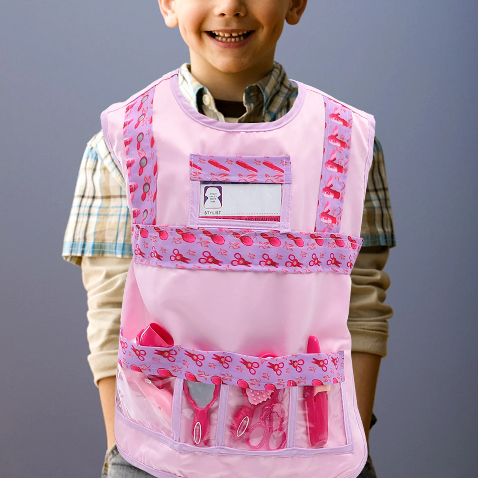 Set di 7 strumenti per parrucchieri e set di strumenti per bambini, include asciugacapelli, forbici, pettine, perfetto per cosplay e