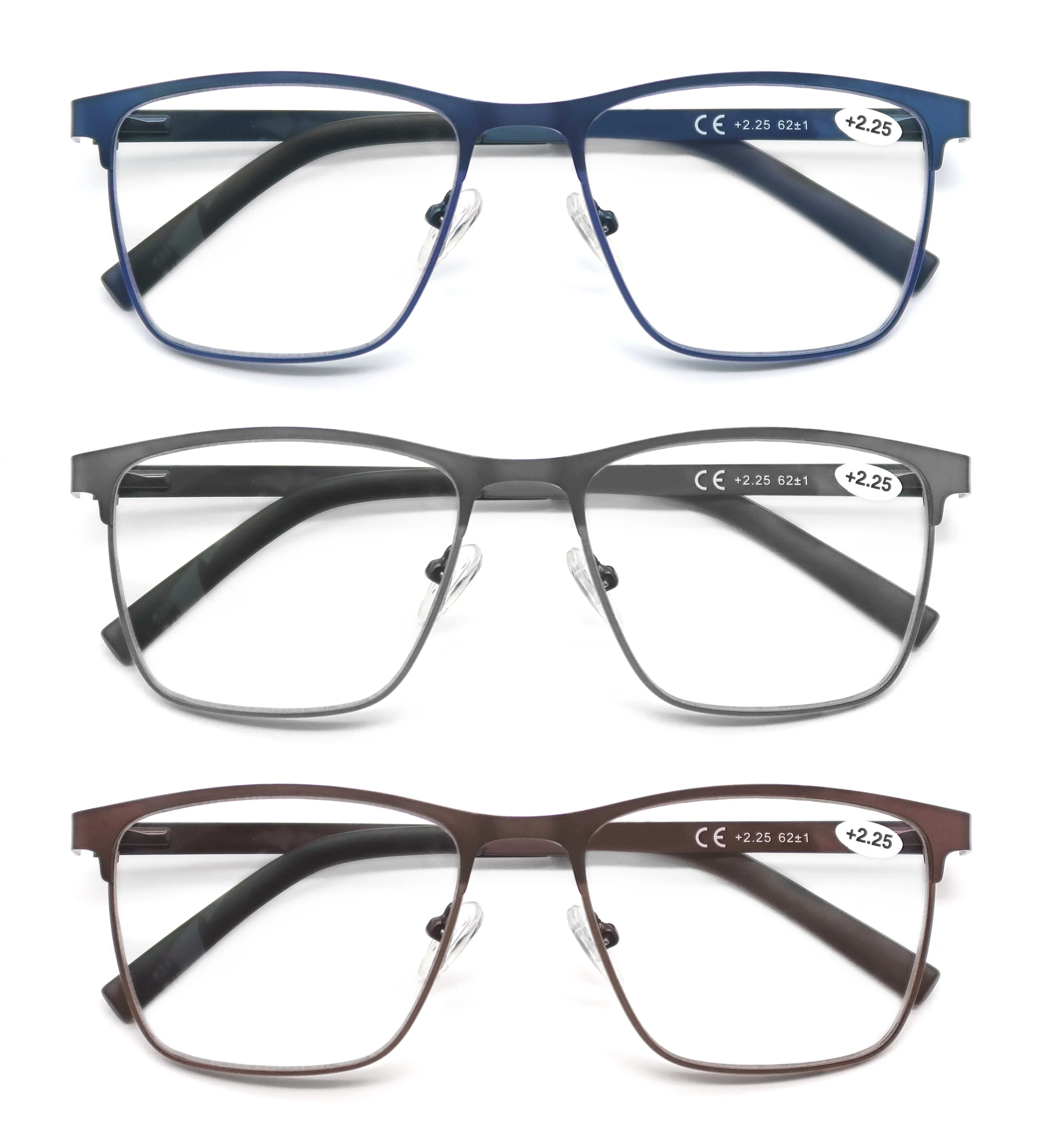 Modfans gafas de lectura con luz azul para hombres, marco de Metal, lectores de revistas, lupa, lentes para presbicia, gafas con dioptrías + 0,75 ~ 4,0
