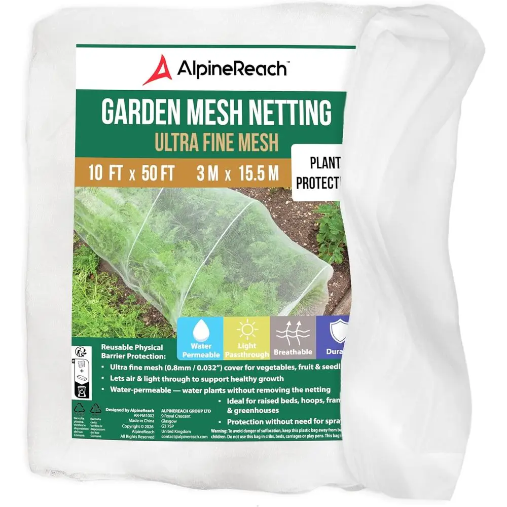 

Garden Netting Ultra ine Mesh 10 x 50 t - Durable Protection Barrier Net Cover or Vegetable Plants ruits lowers Crops Greenhouse