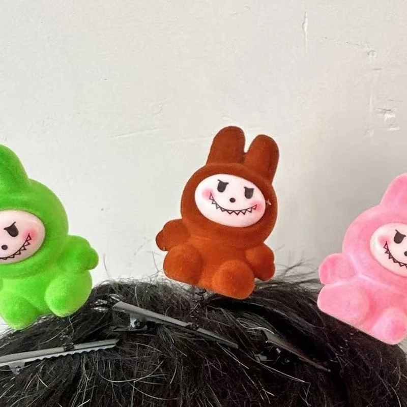 5Pcs New Hair Clips 3D Labubu Spring Hair Clips Cartoon Plush Hairpins DIY Duckbill Clip Headwear Children's Hair Accessories image 6