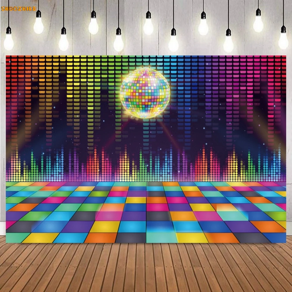 80's 90's Disco Music Theme Backdrop Hip Hop Birthday Party Decor Graffiti Neon Adult Baby Photo Photography Background Props