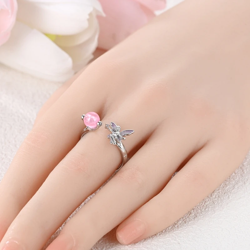 Classic 100% 925 Sterling Silver Luminous Flower Spirit Butterfly CZ Split Rings For Women Engagement Jewelry Anniversary Gift