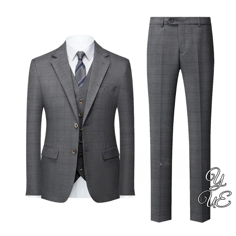 Men's Suit Striped Tailcoat with Lapel Collar, Men's Business Ball Set, Men's Suit 3-piece Set (jacket+vest+pants)