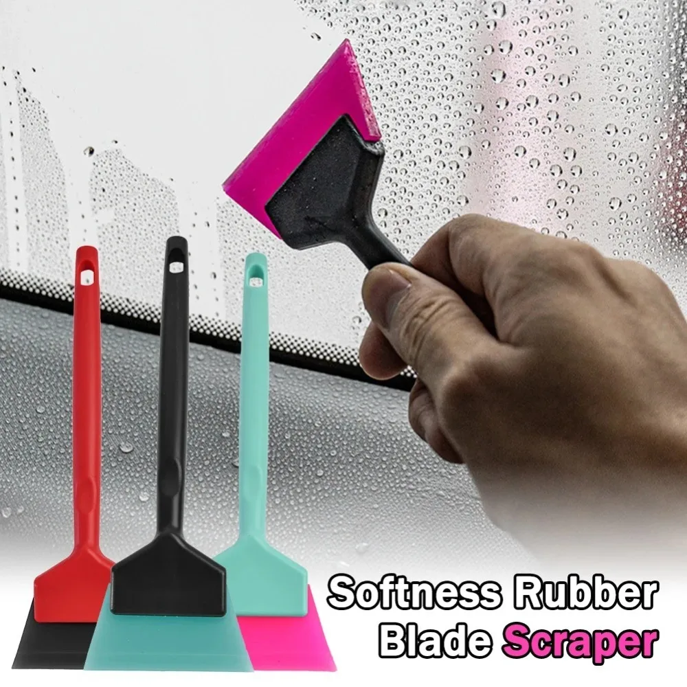 High Quality TPU Car Tint Squeegee Long Plastic Handle Soft Rubber Scraper Durable Anti-Slip Window Cleaning Tool