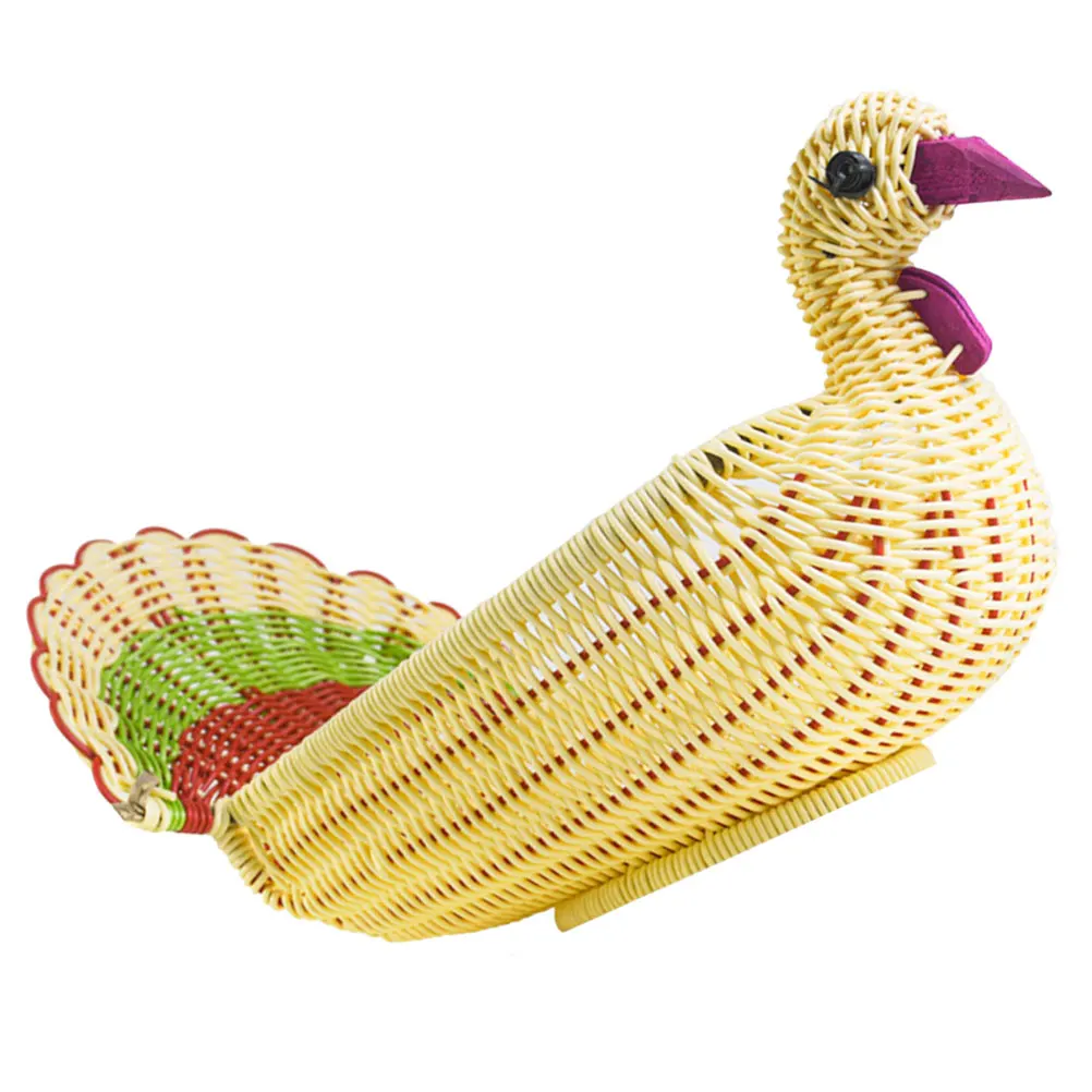 

Rattan Storage Basket Cartoon Chicken Shape Woven PP Material Safe Resistance Practical Lasting Decorative