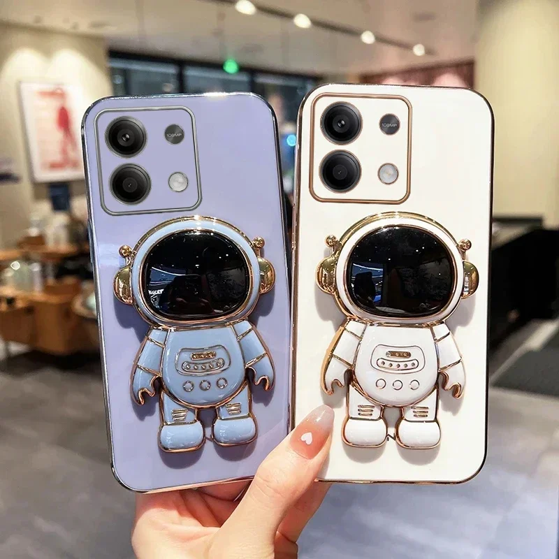 

Case For Xiaomi 13T 12T 11T 13Lite POCO X5 X4 X3Pro Redmi Note 13 12 12S 12C 10 10A 10C 10S Astronaut Phone Stand Silicone Cover