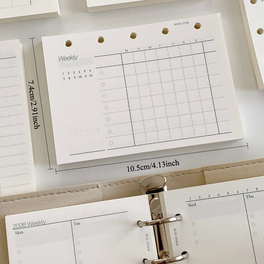 Fromthenon 50 Sheets 5 Ring Binder M5 Planner Refill Inserts Functional Inner Pages for Time Management Journal Notebook