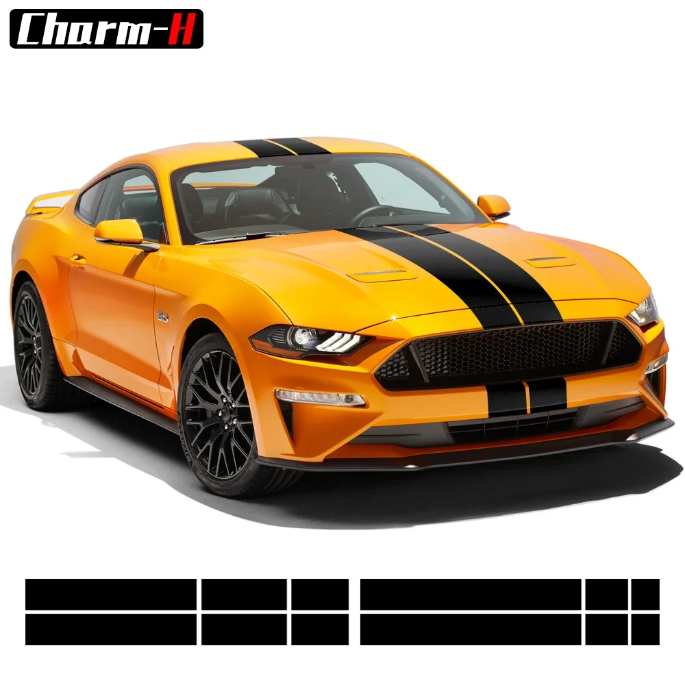 

Автомобильные гоночные полосы Передняя и задняя Комплектация виниловые наклейки для Ford Mustang 2009-2021 аксессуары