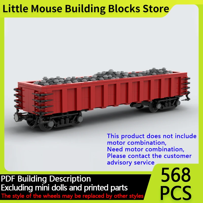 

City Car Model MOC Building Bricks Railway Gondola Car W Gravel Load Modular Technology Gifts Holiday Assemble Children Toy Suit