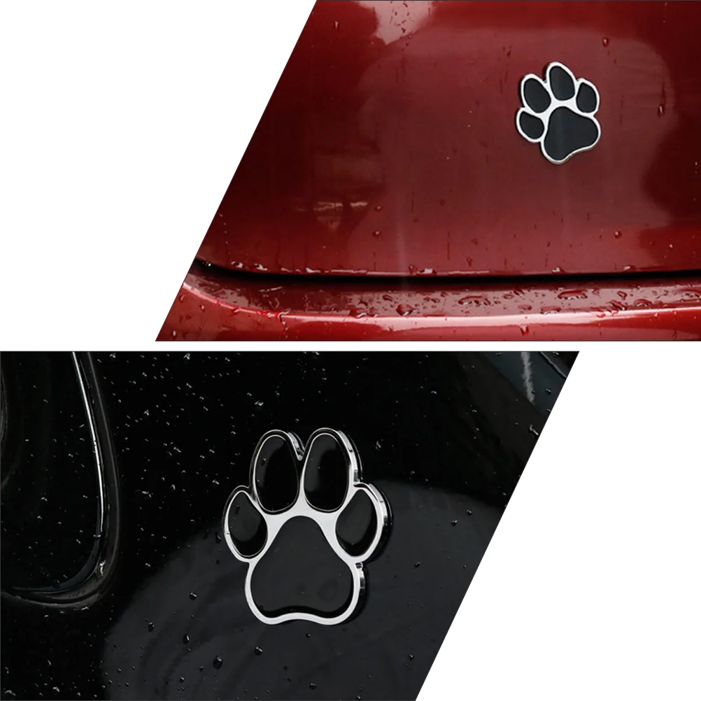 Car Stickers Dog Paw 3d Wolf Metal Auto Footprint Zinc Alloy Decal Decoration Window Wall