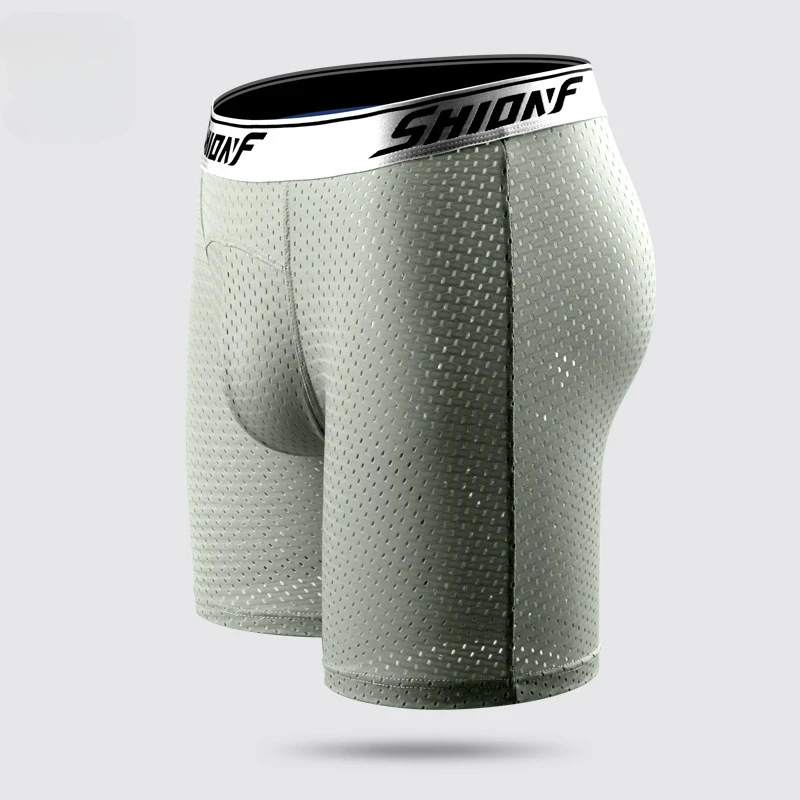 Man Sexy Breathable Fitness Boxers Fishnet Gay Gym Bodyshapping Muscular Guys Big Pouch Long Johns Underpants Panties Underwear