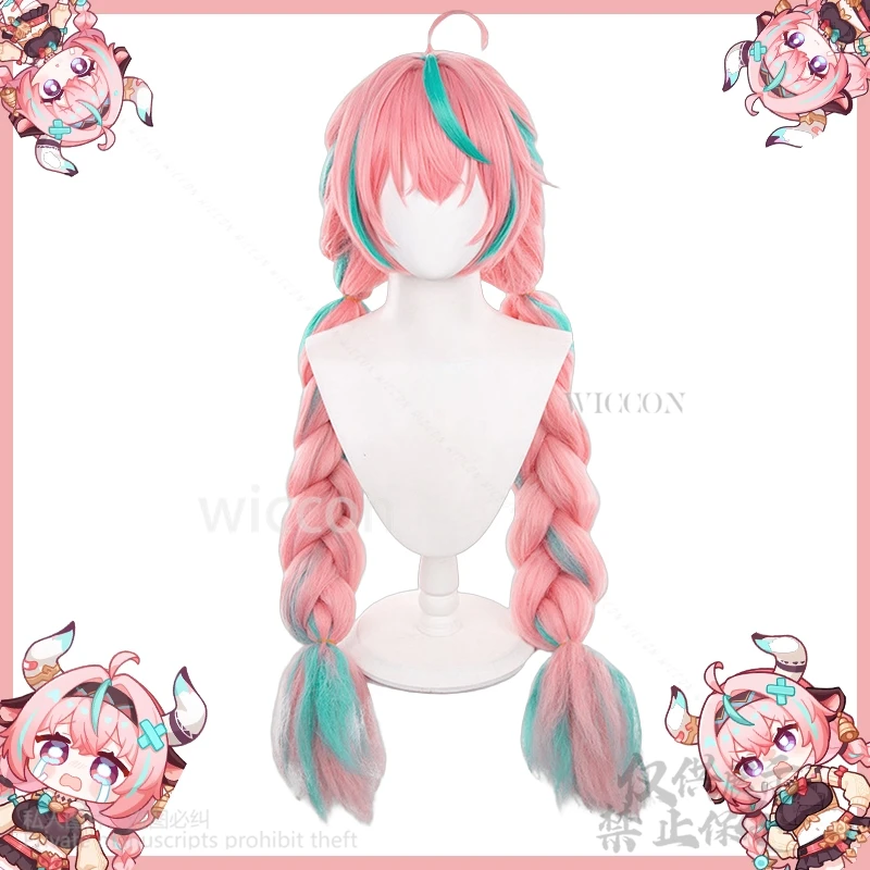 Аниме игра Genshin Impact косплей Varesa розовые длинные волосы плетеные волосы 100 см бесплатный парик Кепка парик для девочек женщин Хэллоуин по индивидуальному заказу