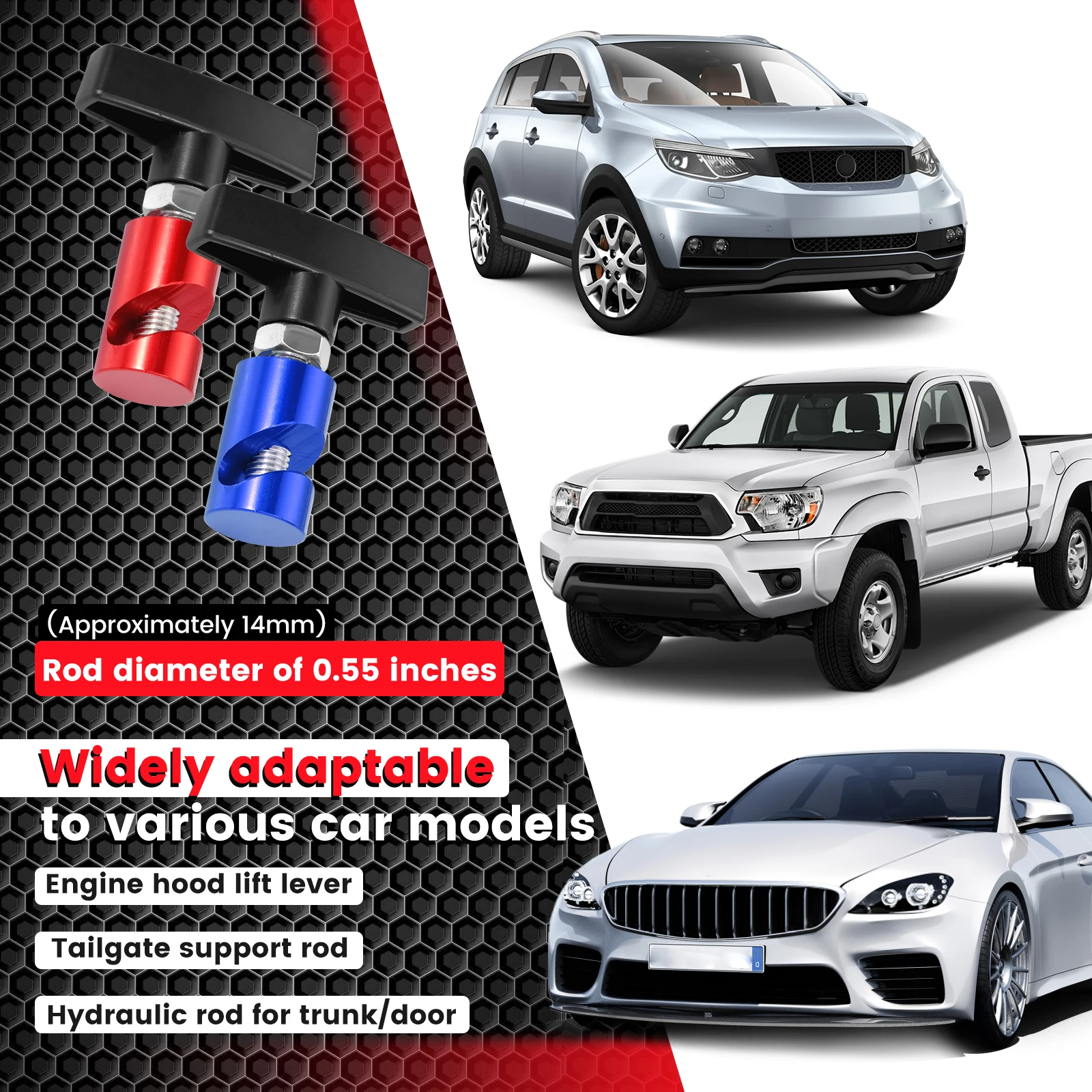 4Pcs Car Hood Strut Clamps Multi Purpose Snap on Lift Support Clamps Insert Type Buckle Structure Stable Support for Multiple