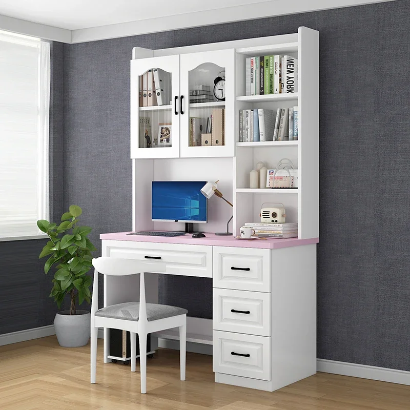 Solid Wood Computer Desk Bookshelf