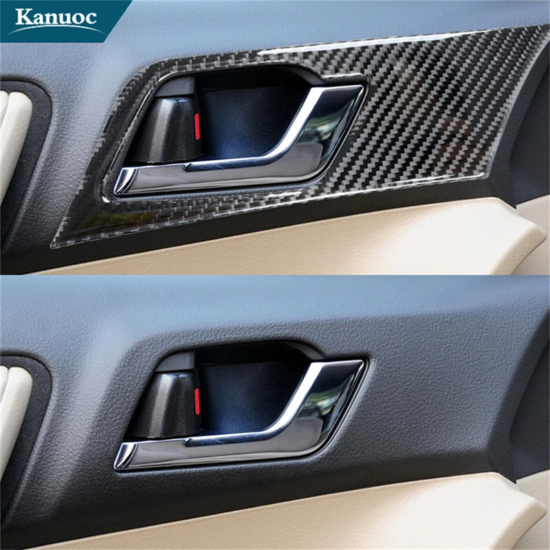 Car Interior Decorative Accessories Carbon Fiber Inside Door Handle Panel Stickers For Toyota Highlander 2008-2013