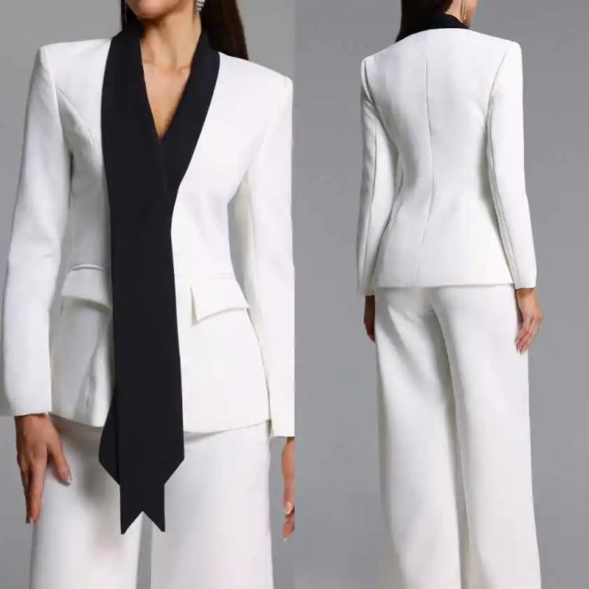 

Elegant Women's Suit 2 Piece Jacket Pants Shawl Lapel Formal Occasion Lady Business Office Customized Female Clothing