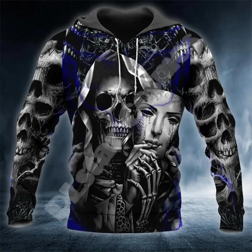 

NewFashion Custom Name Skull Grim Reaper Ghost Tattoo Retro Tracksuit Harajuku 3DPrint Streetwear Casual Funny Jacket Hoodies X4