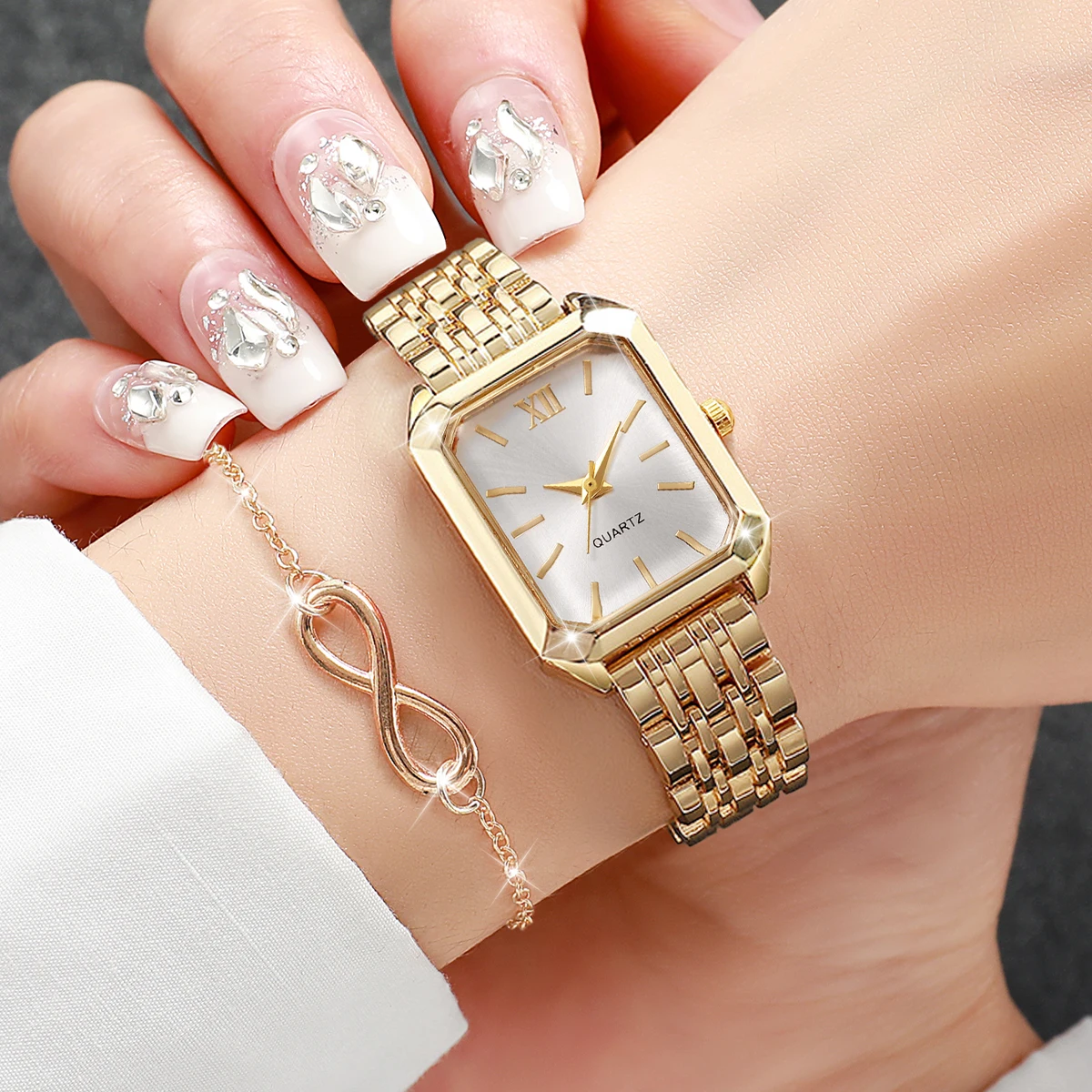 2/3/4/5 pièces mode Rectangle Roma cadran dames montre-bracelet femmes montres à Quartz ensemble de bijoux Reloj Mujer (sans boîte)