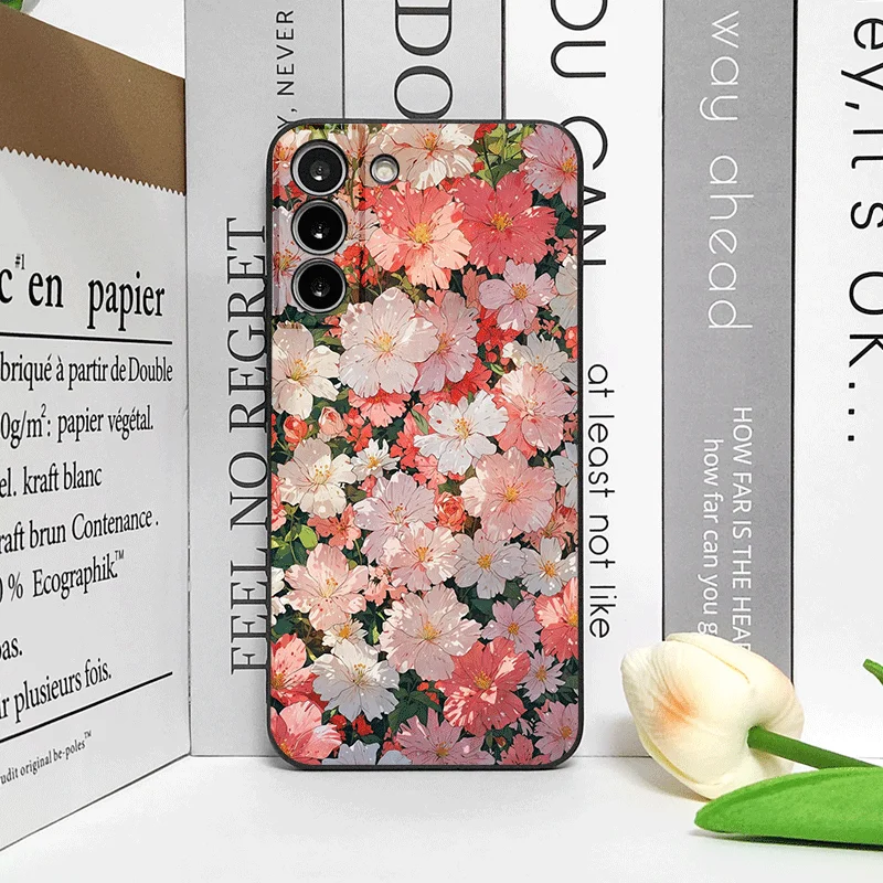 Flowers Printing Beautiful Floral Fragments Silicone Phone Case for Samsung Galaxy S25 S24 S23 Ultra S22 Plus S21 FE Soft Cover