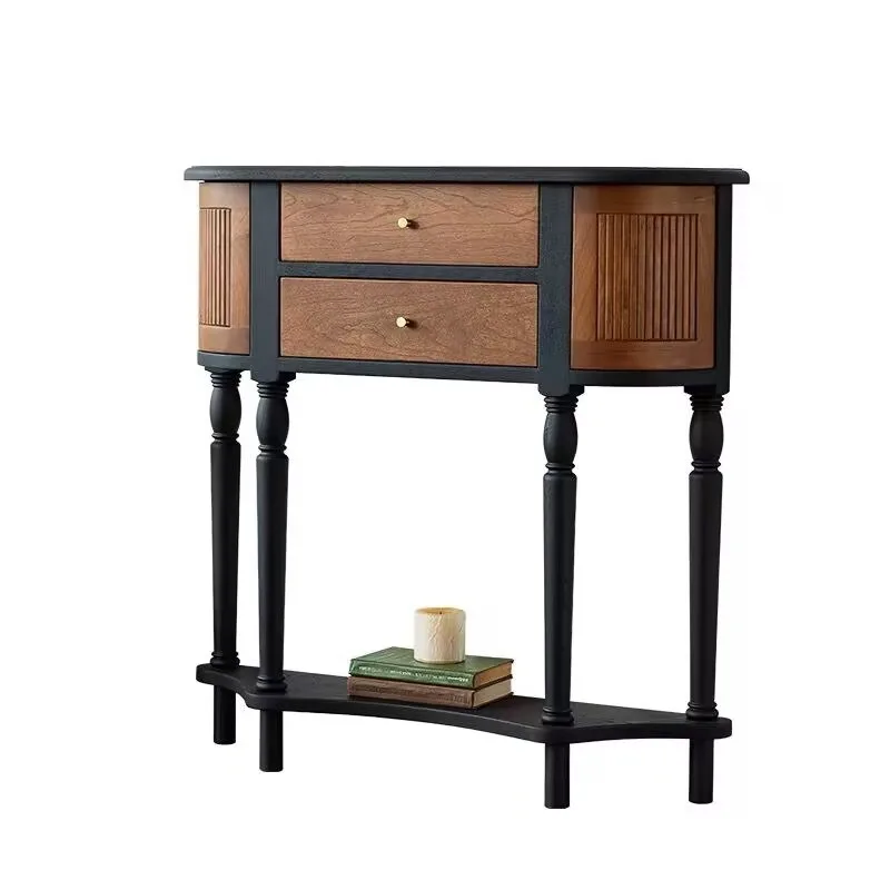 French retro entrance table, entrance table opposite the door, living room corridor aisle semicircular entrance cabinet, display