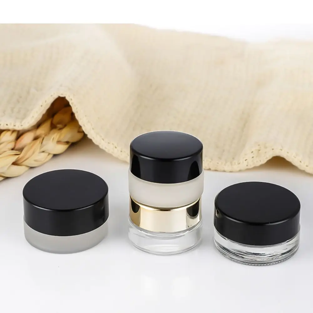 Black Gold Eye Cream Pots Mini Lip Balm แต่งหน้า Jar กระป๋องโปร่งใส Frosted Face ครีมบรรจุภัณฑ์ขวดสําหรับ Skin Care