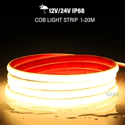 24V 12V IP68 COB LED Strip Waterproof 3000K4000K 6000K Neon Light Underwater 12V 320Leds/m Flexible Ribbon Tape RA90 Lighting