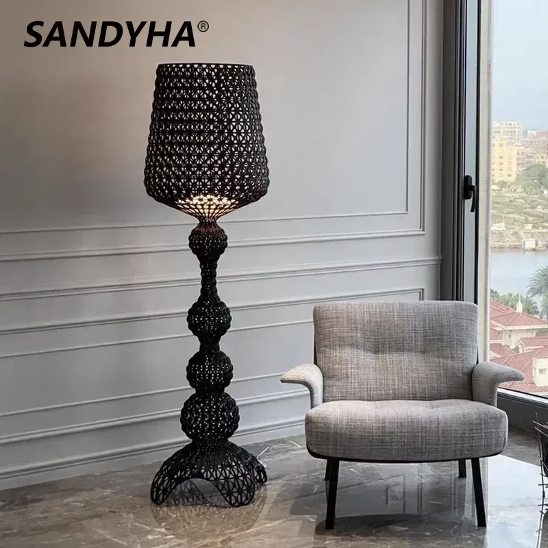 Home and Decoration Sofa Led Floor Lamps for Living Room Decor Acrylic Lampshade Bedroom Standing Light Art Hollow Carved Design