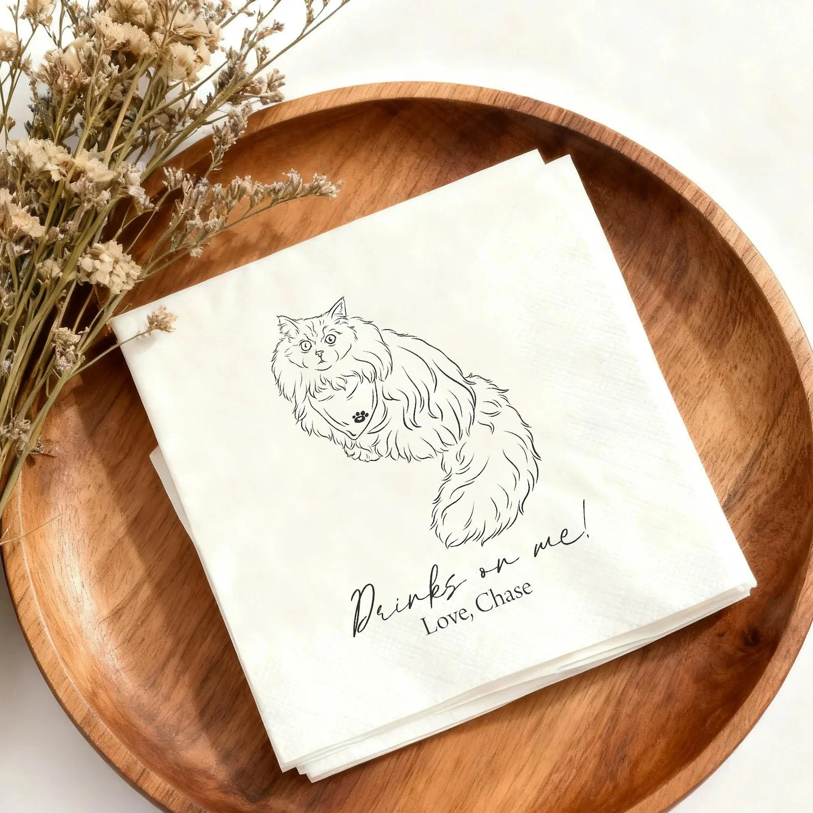 50pcs Personalized Pet Wedding Napkins, Custom Dog and Cat Cocktail Napkins, Reception Cocktail Napkins, Bridal Shower & Party
