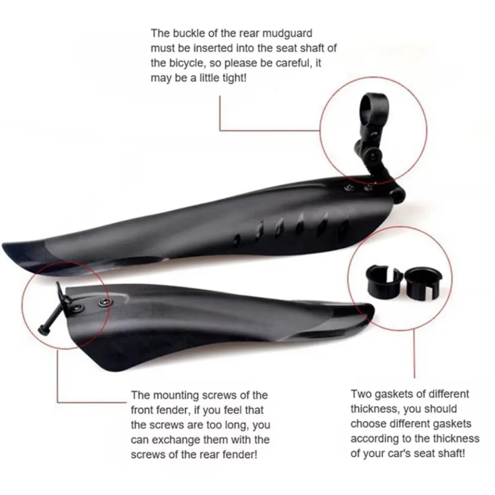 2pcs Bicycle Fender PP Soft Plastic Suitable Bicycles  Rear Shock BIKE Thicken Splash Protection Accessory image 6