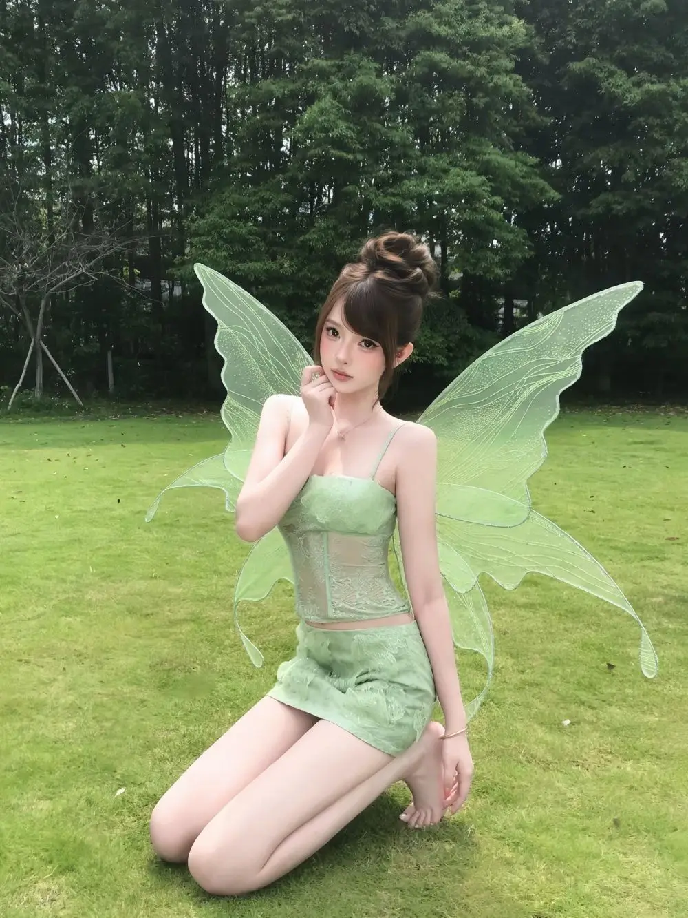 Y2k Spicy Girl Lace Strap Cami Crop Tops + High Waist Skirt 2 Piece Set Women Summer Korean Chic Fairy Beach Party Daily Outfits - view 6