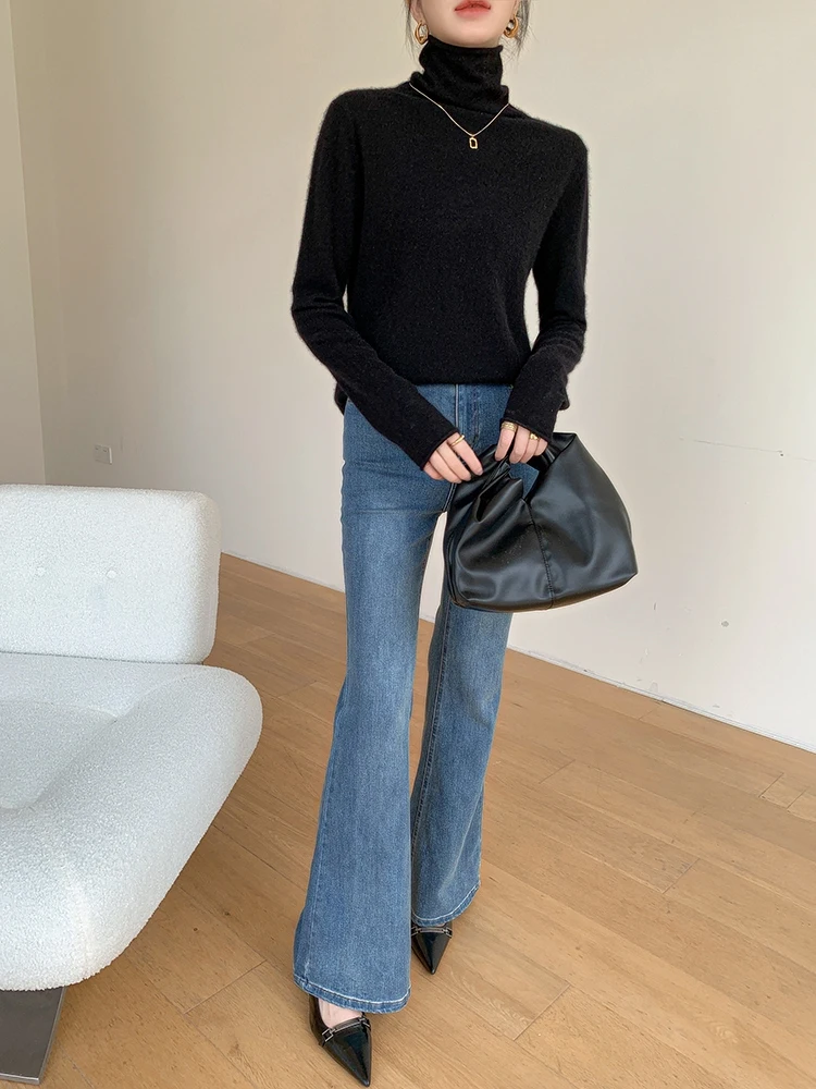 Choice Women 100% Cashmere Sweater Turtleneck Long Sleeve Pullover Simple Basic Cashmere Knitwear Autumn Winter Soft Warm Tops