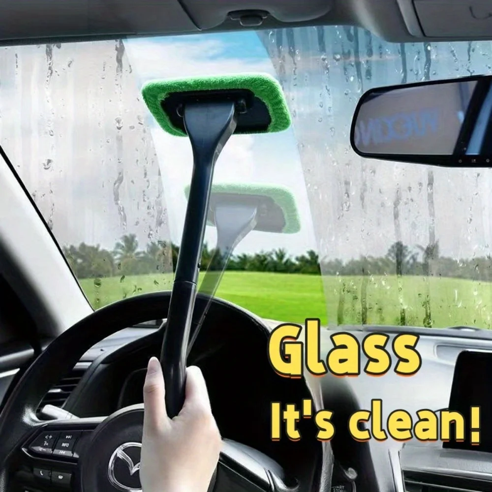 Windshield Cleaning Tool Windshield Cleaning Wand Auto Window Cleaner, Reusable Cloth Pads, Dirty Car Washing Brushes