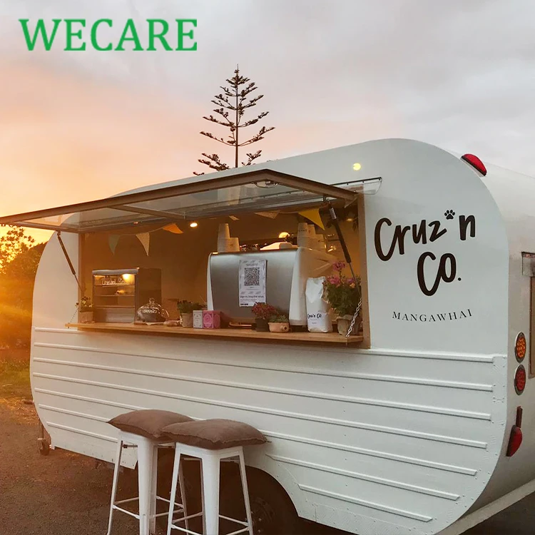 Wecare Mobile Cocktail Bar Trailer White Coffee Shop Pizza Dessert Ca/rt Foodtruck Mobile Beer Drink Fast Food Truck For Sale