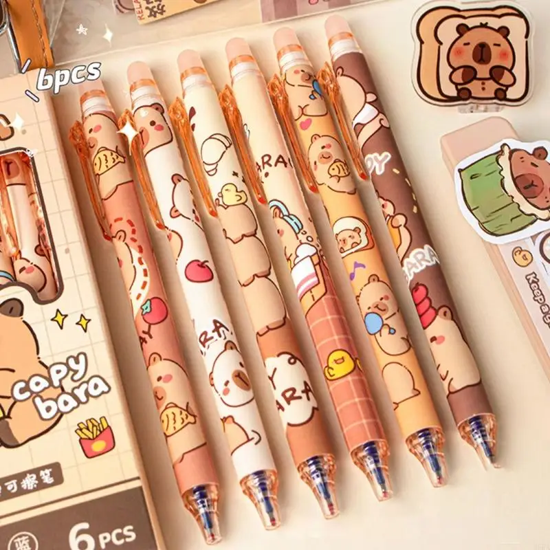 

6Pcs Cartoon Erasable Pen 0.5mm Gel Pen Writing Drawing Pen for School Office