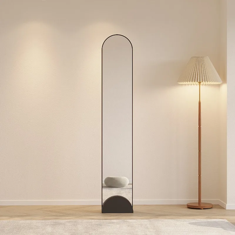 Simple full-length mirror household full-length mirror bedroom cream wind floor-to-ceiling cream fitting mirror