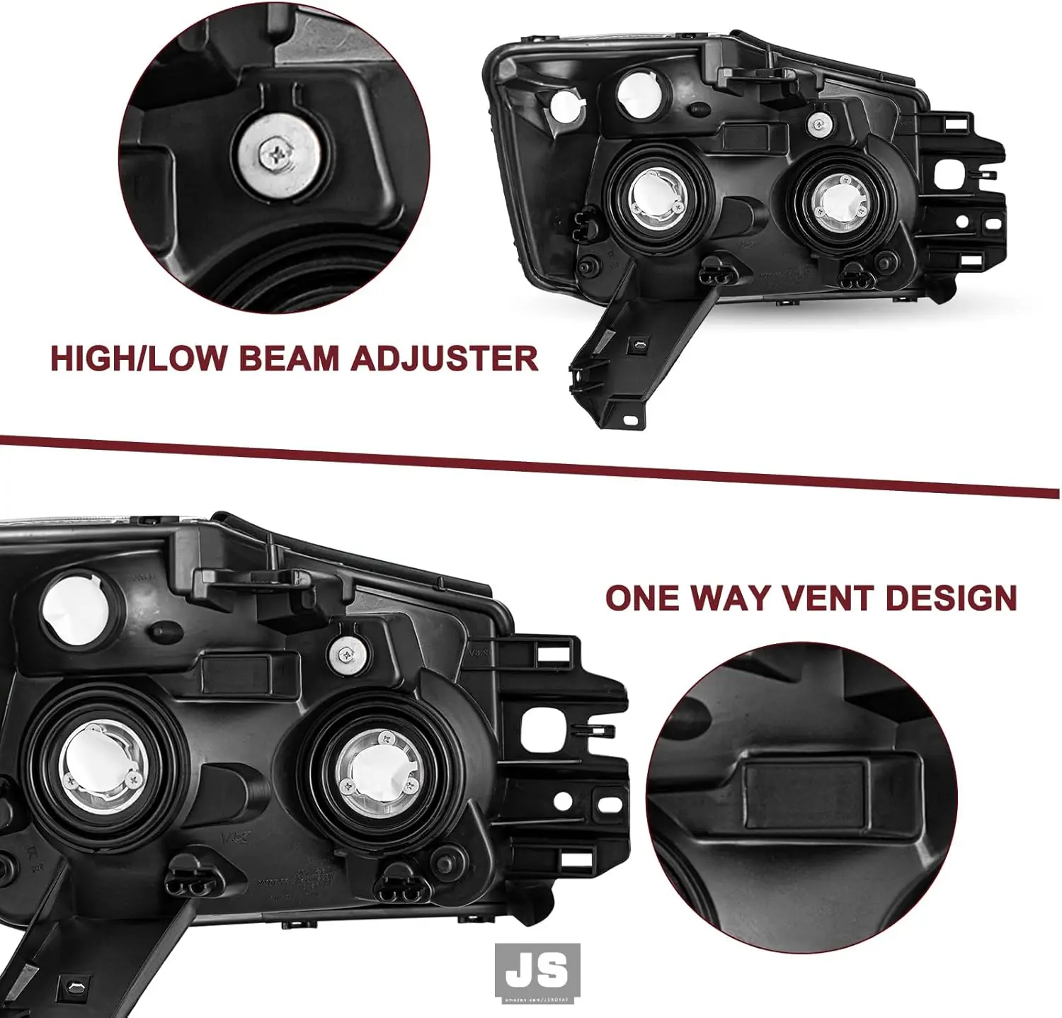 Conjunto de faros delanteros de repuesto, Compatible con Nissan Titan/05-07, Armada OEM, Chro, lado del conductor y del pasajero, 2004-2015