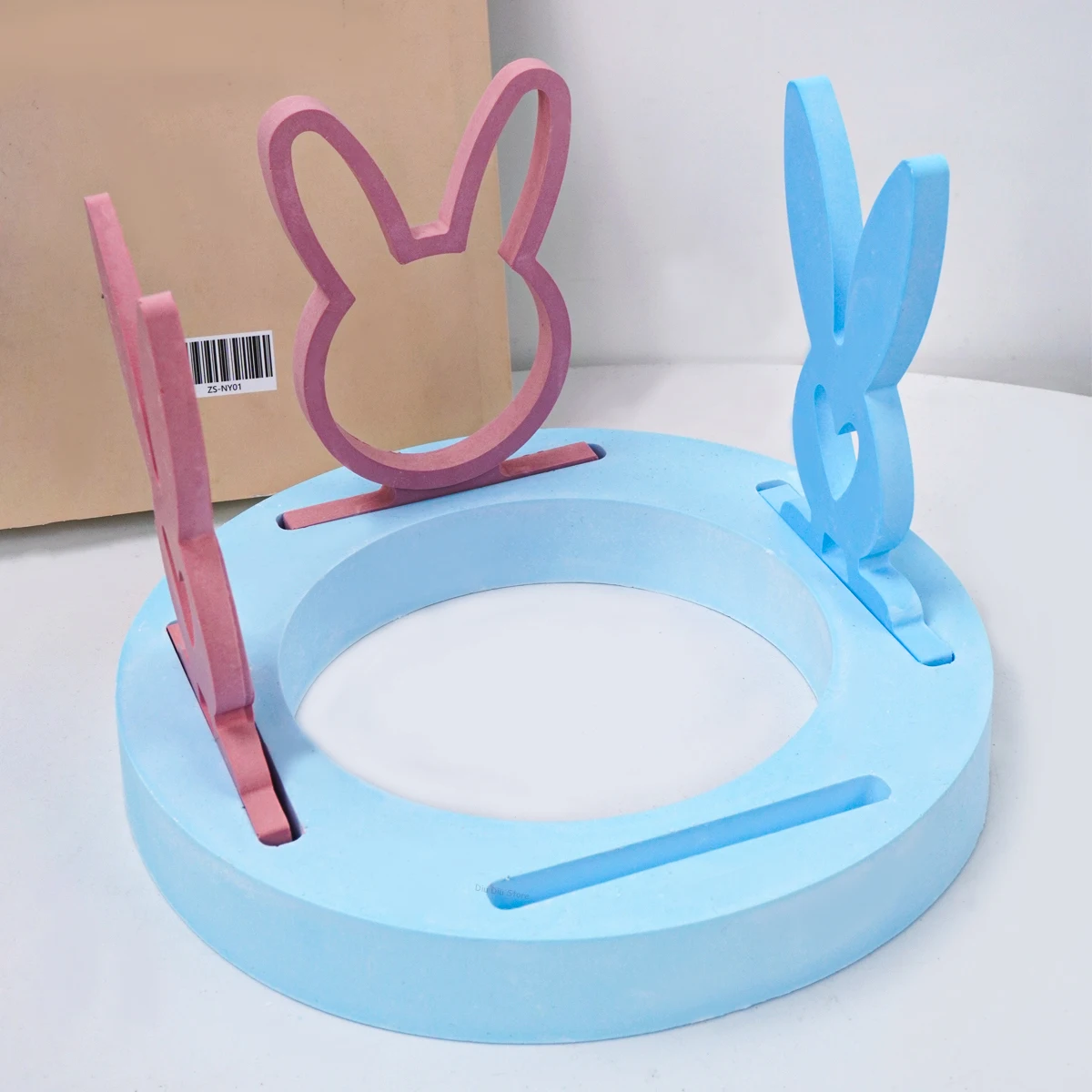 Round Candle Holder Silicone Mold DIY Aromath Heating Candlestick Plaster Molds Easter Rabbit Crafts Making Cement Resin Mould